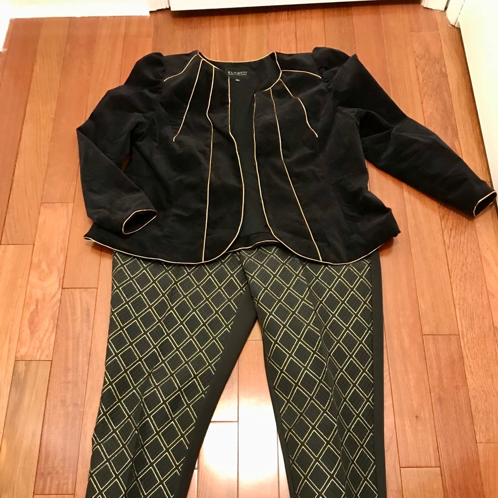 Eloquii plus pants and velvet jacket worn once